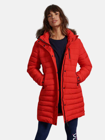 Superdry ženska crvena bunda s kapuljačom