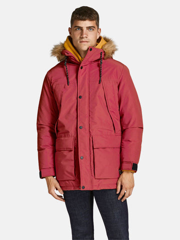 Jack & Jones muška crvena jakna s kapuljačom