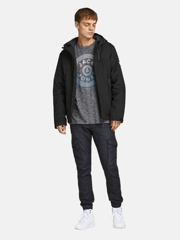 Jack & Jones muška crna jakna s kapuljačom